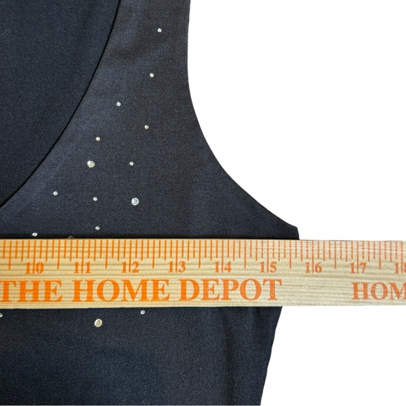 Y2K Forever 21 Black Rhinestone V Neckline Top Size Medium - Picture 3 of 5